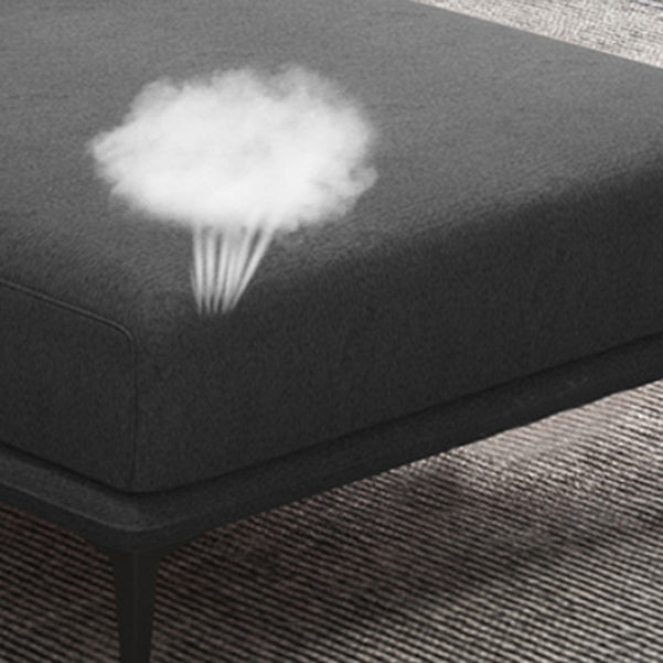 Nordic Style Faux Leather Chaise Recessed Arms Chaise in Solid Color