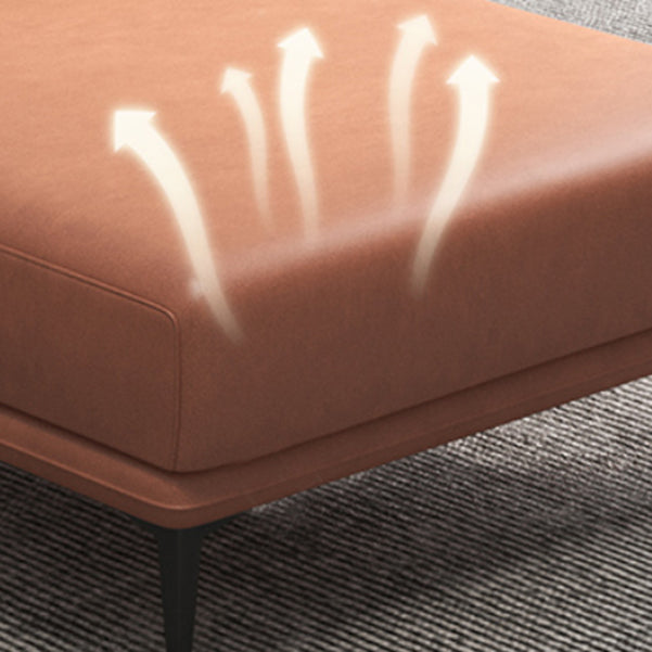 Nordic Style Faux Leather Chaise Recessed Arms Chaise in Solid Color
