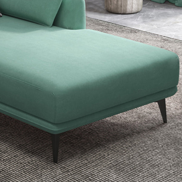 Nordic Style Faux Leather Chaise Recessed Arms Chaise in Solid Color