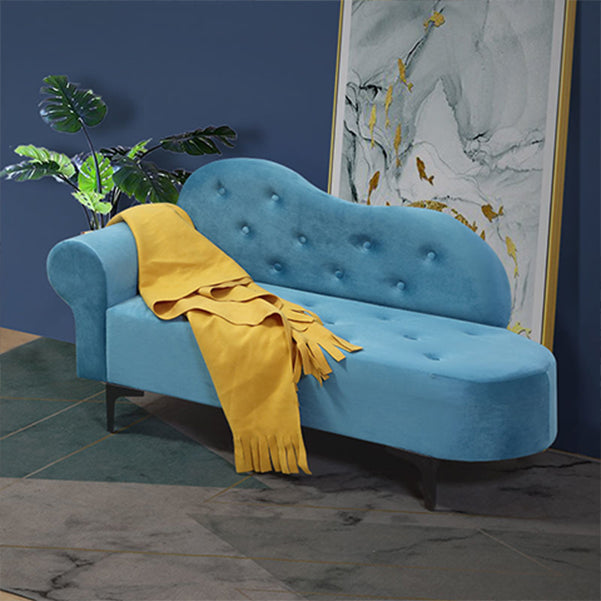 Glam Cushioned Chaise Lounge Round Arms Lounge with 2 Pillows for Living Room