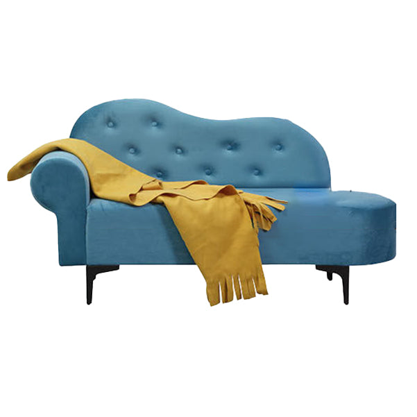 Glam Cushioned Chaise Lounge Round Arms Lounge with 2 Pillows for Living Room