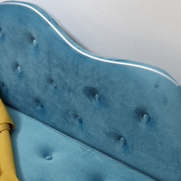 Glam Cushioned Chaise Lounge Round Arms Lounge with 2 Pillows for Living Room