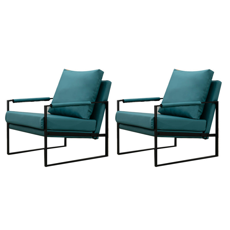Industrial Metal Armchair Leather Upholstered Accent Armchair