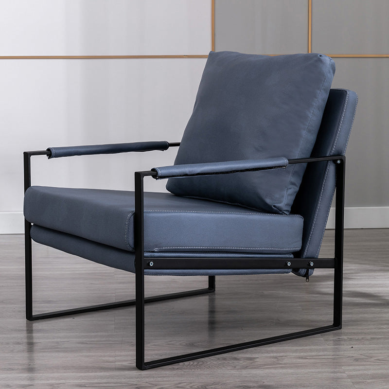Industrial Metal Armchair Leather Upholstered Accent Armchair