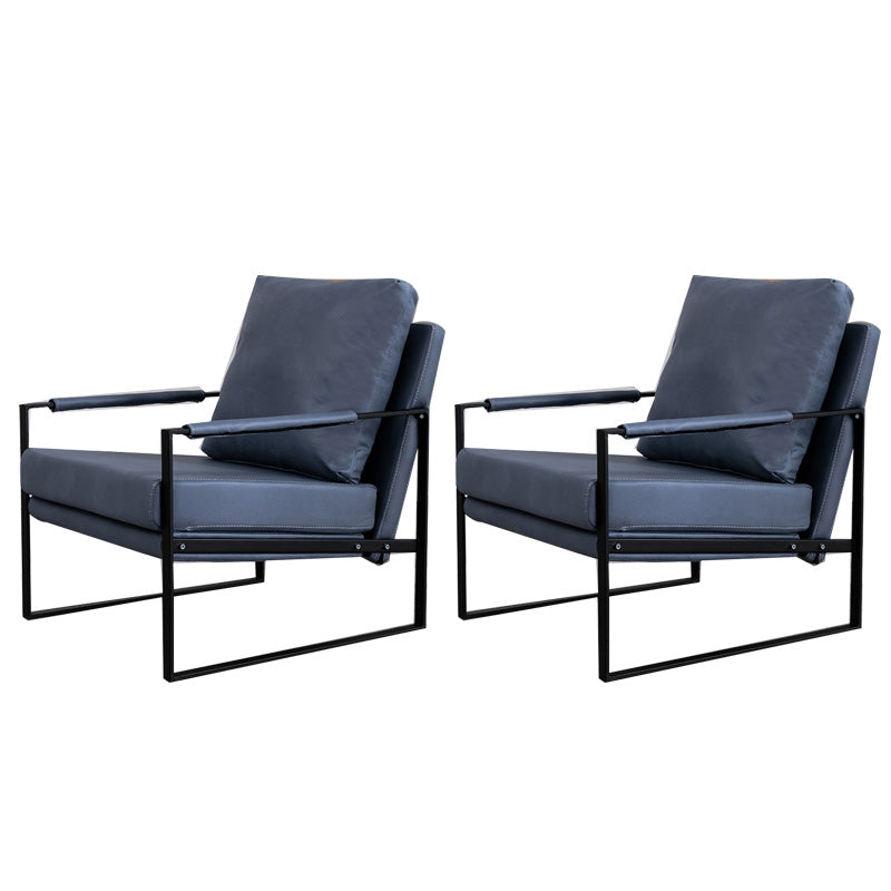 Industrial Metal Armchair Leather Upholstered Accent Armchair
