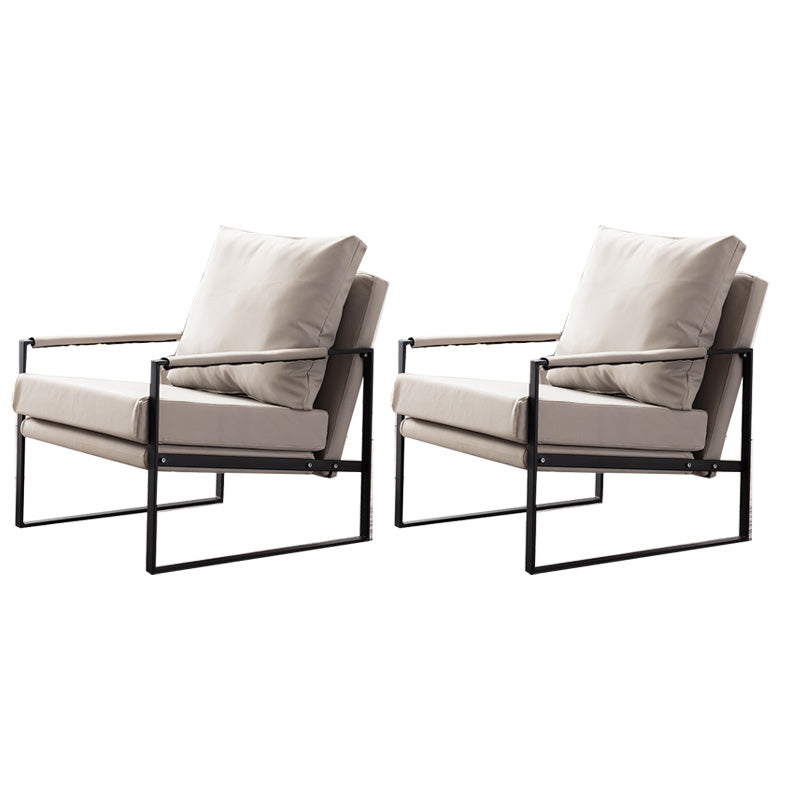 Industrial Metal Armchair Leather Upholstered Accent Armchair