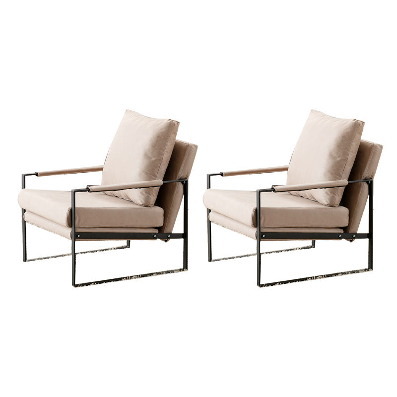 Industrial Metal Armchair Leather Upholstered Accent Armchair