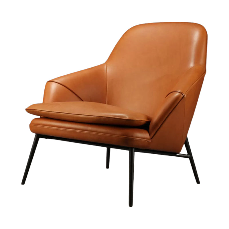 Mid-century Faux Leather ArmChair Fixed Back Flared Arms Chair