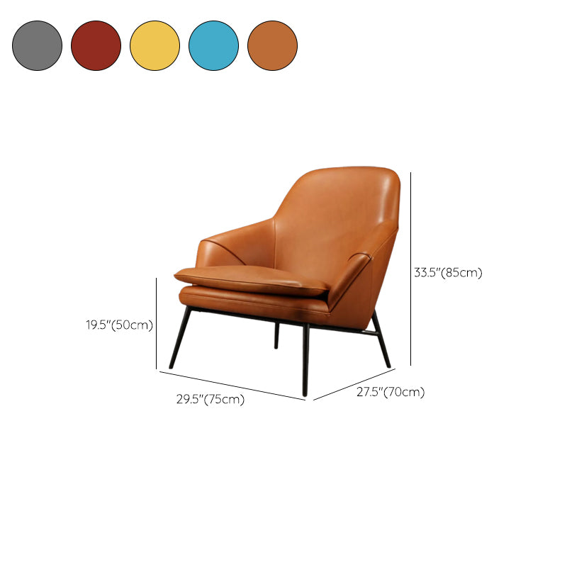 Mid-century Faux Leather ArmChair Fixed Back Flared Arms Chair