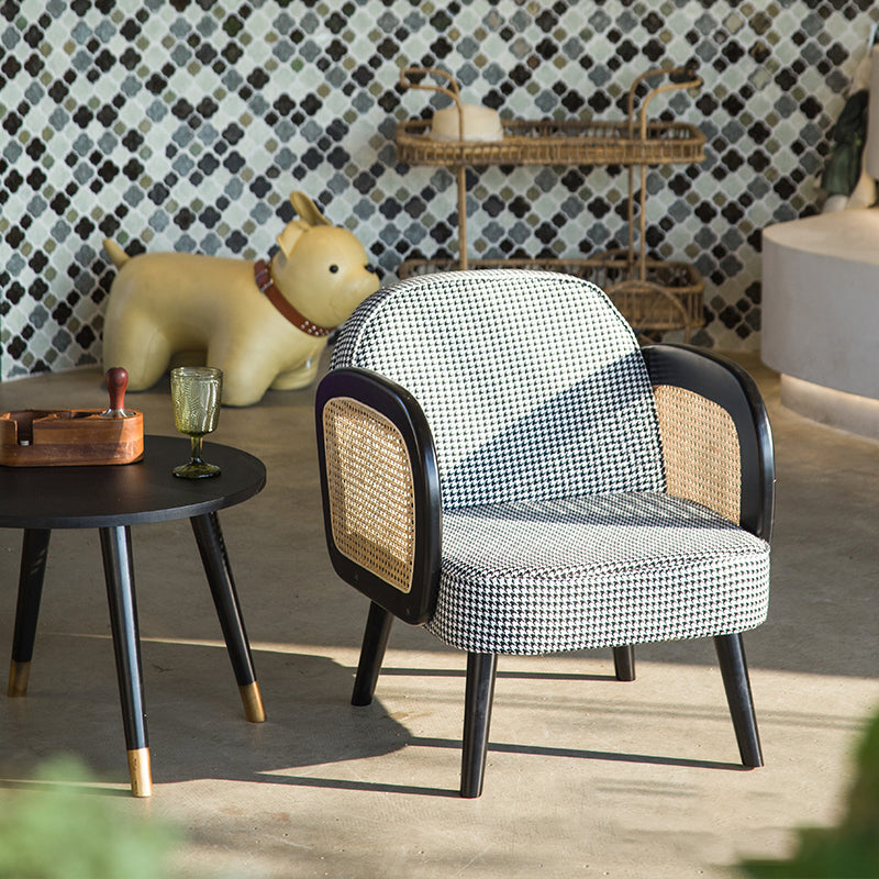 Industrial Upholstered Accent Armchair 4 Legs Wood Frame Armchair