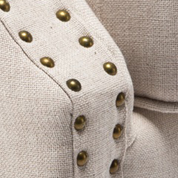 Mid-century Modern Rolled Arms Wingback Chair Tufted Back Nailhead Trim Chair