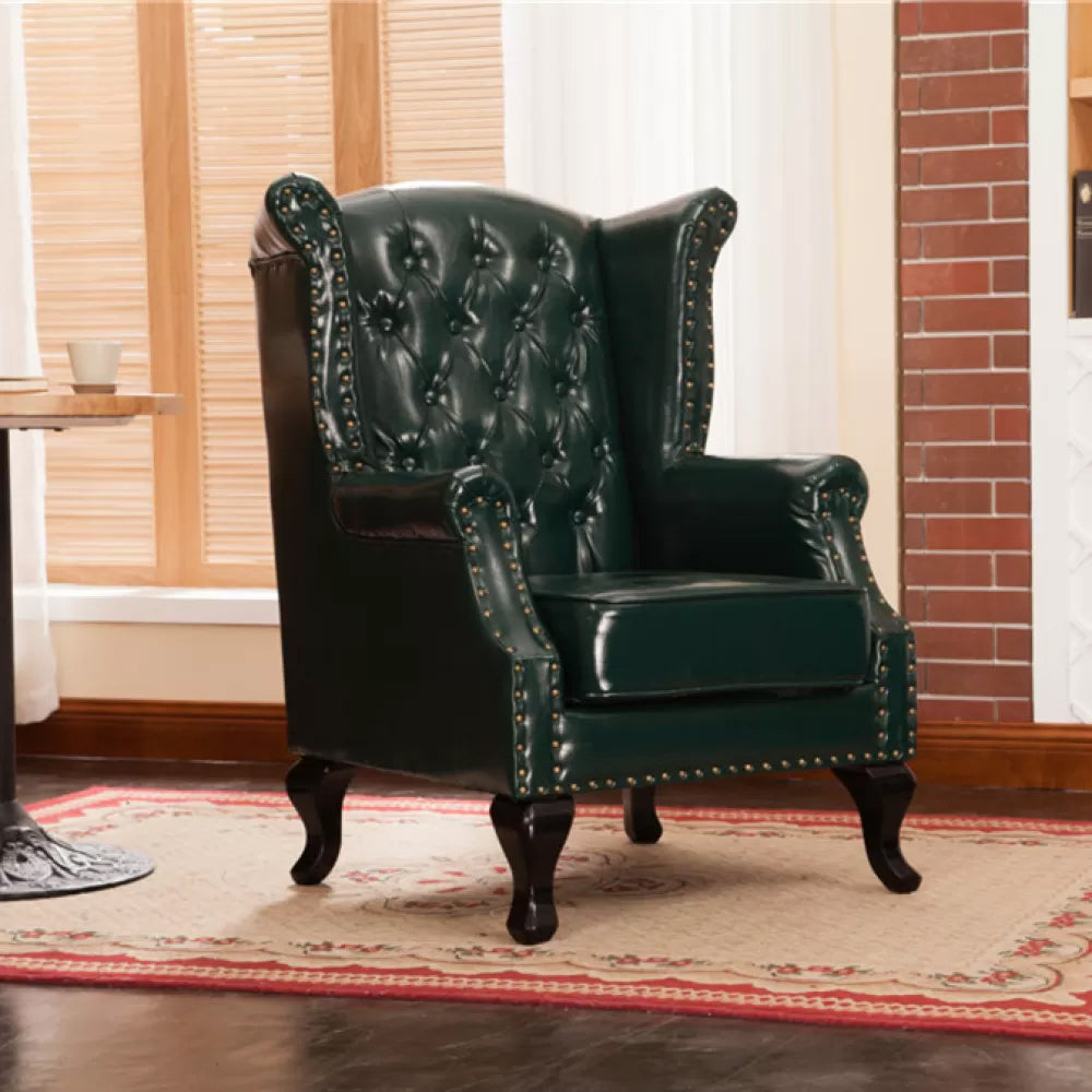 Mid-century Modern Rolled Arms Wingback Chair Tufted Back Nailhead Trim Chair