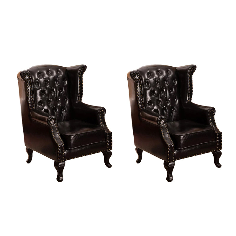 Mid-century Modern Rolled Arms Wingback Chair Tufted Back Nailhead Trim Chair