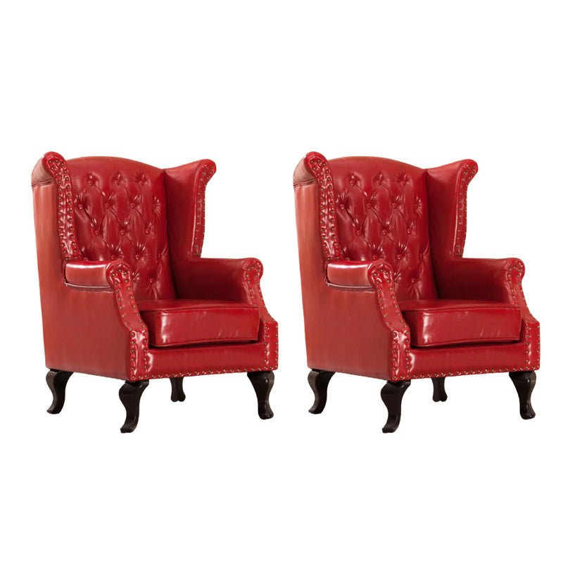 Mid-century Modern Rolled Arms Wingback Chair Tufted Back Nailhead Trim Chair