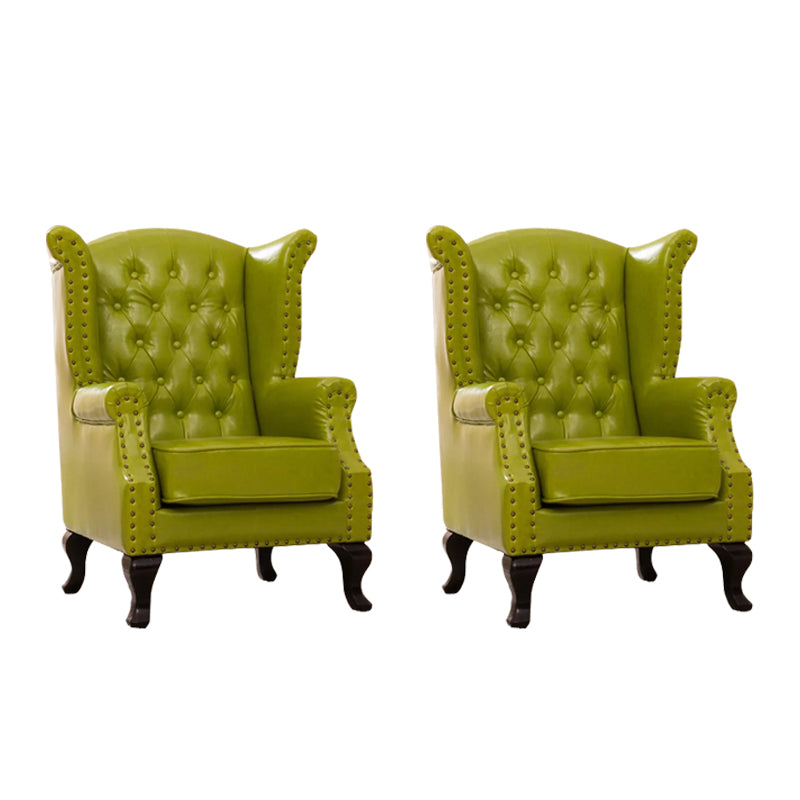 Mid-century Modern Rolled Arms Wingback Chair Tufted Back Nailhead Trim Chair