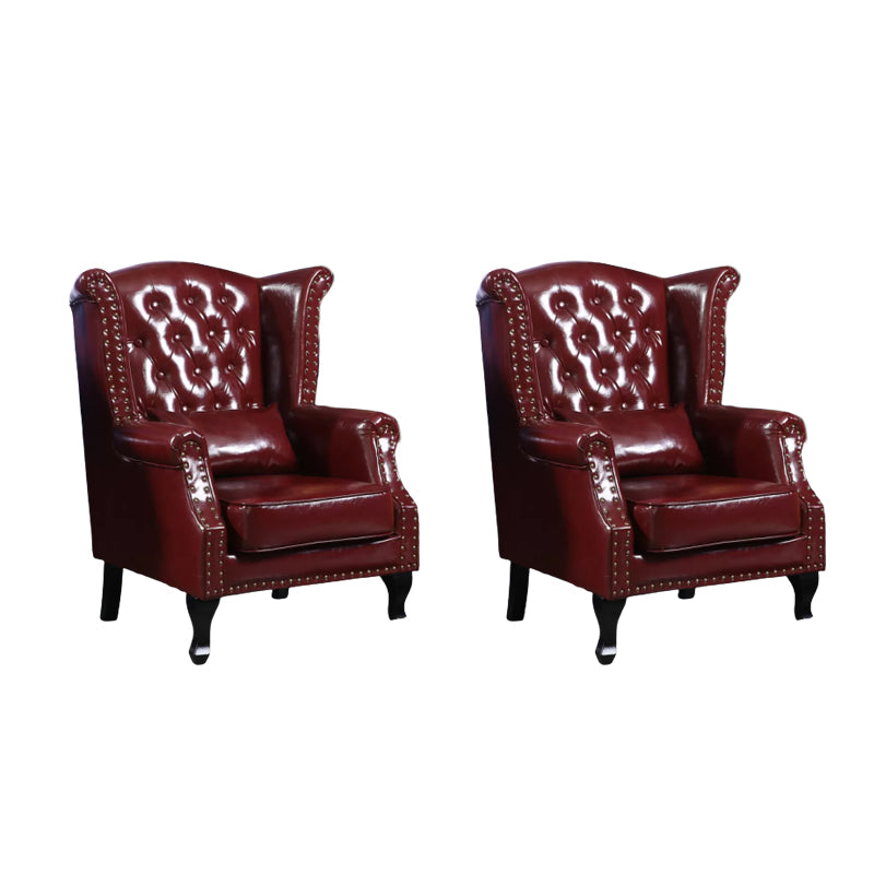 Mid-century Modern Rolled Arms Wingback Chair Tufted Back Nailhead Trim Chair