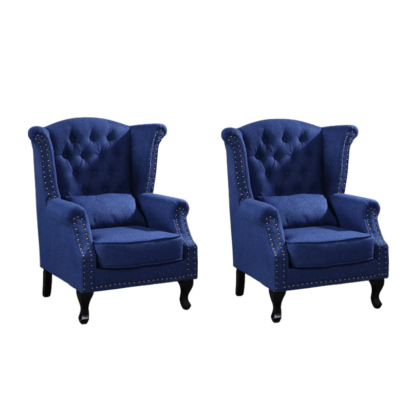 Mid-century Modern Rolled Arms Wingback Chair Tufted Back Nailhead Trim Chair