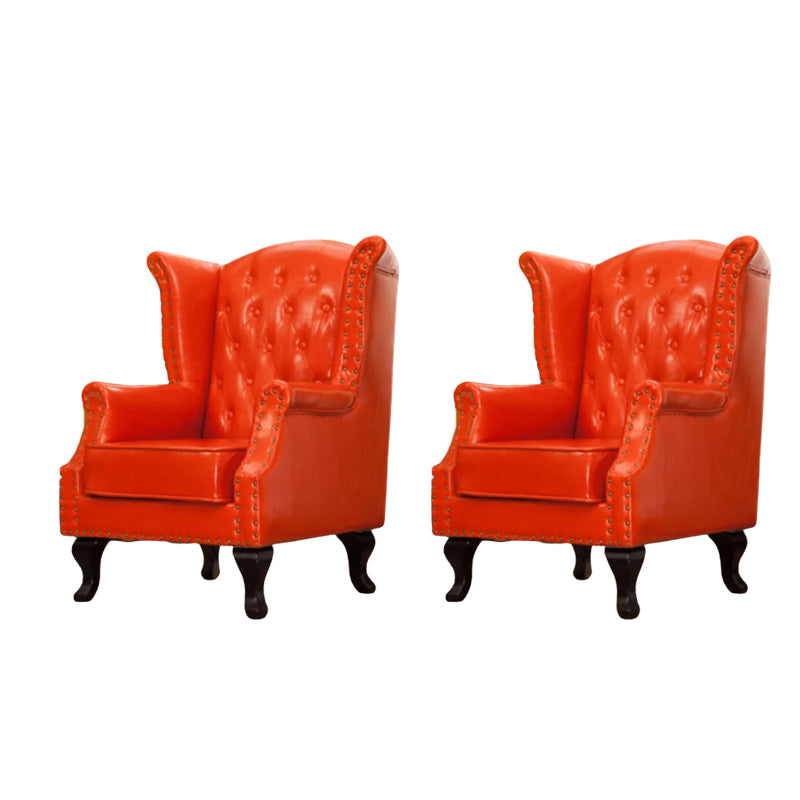 Mid-century Modern Rolled Arms Wingback Chair Tufted Back Nailhead Trim Chair