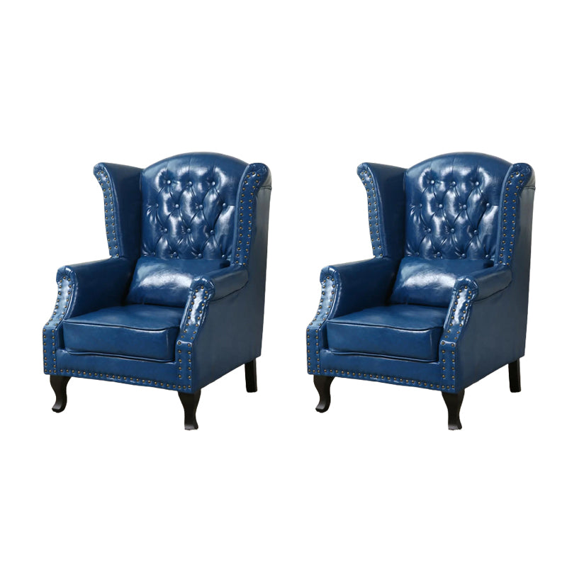 Mid-century Modern Rolled Arms Wingback Chair Tufted Back Nailhead Trim Chair