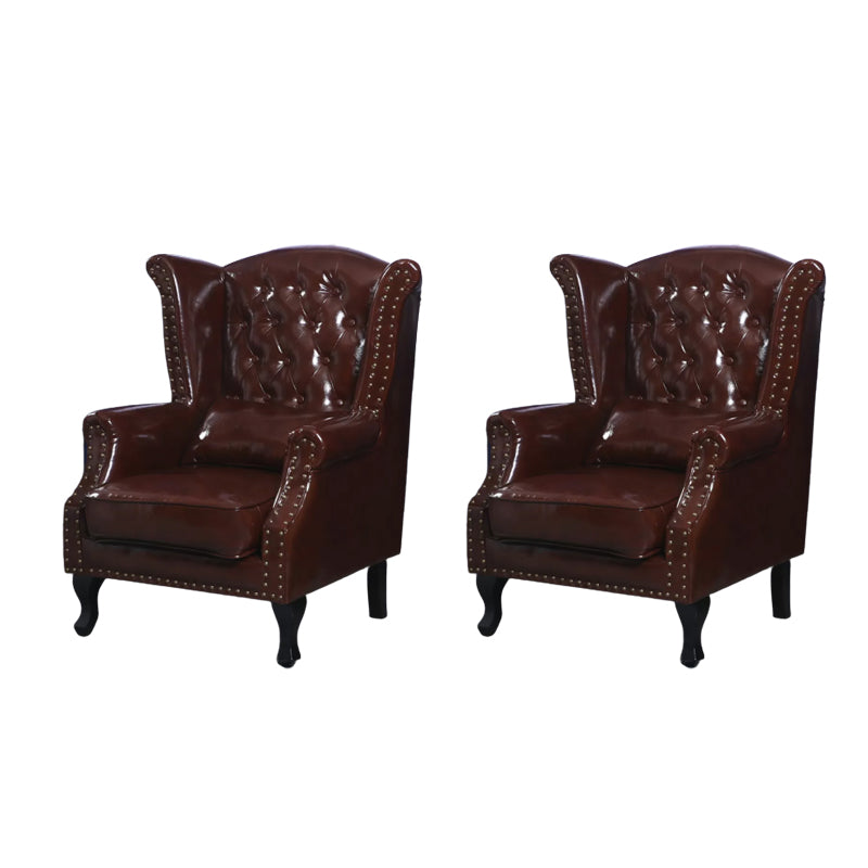 Mid-century Modern Rolled Arms Wingback Chair Tufted Back Nailhead Trim Chair