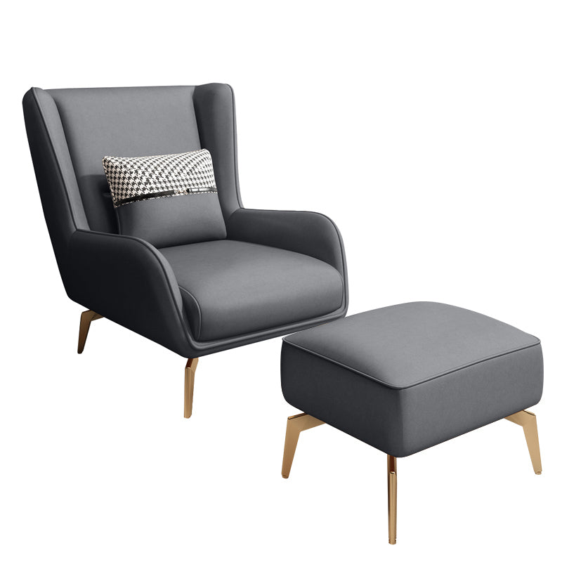 Glam Style Pu Leather Wingback Chair Pillow Back Flared Arm Chair