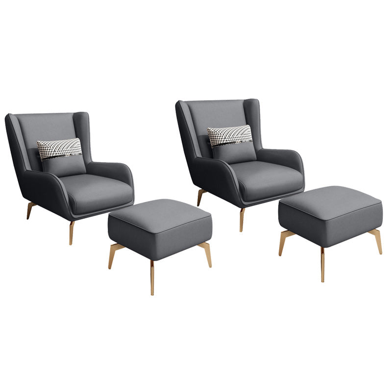 Glam Style Pu Leather Wingback Chair Pillow Back Flared Arm Chair