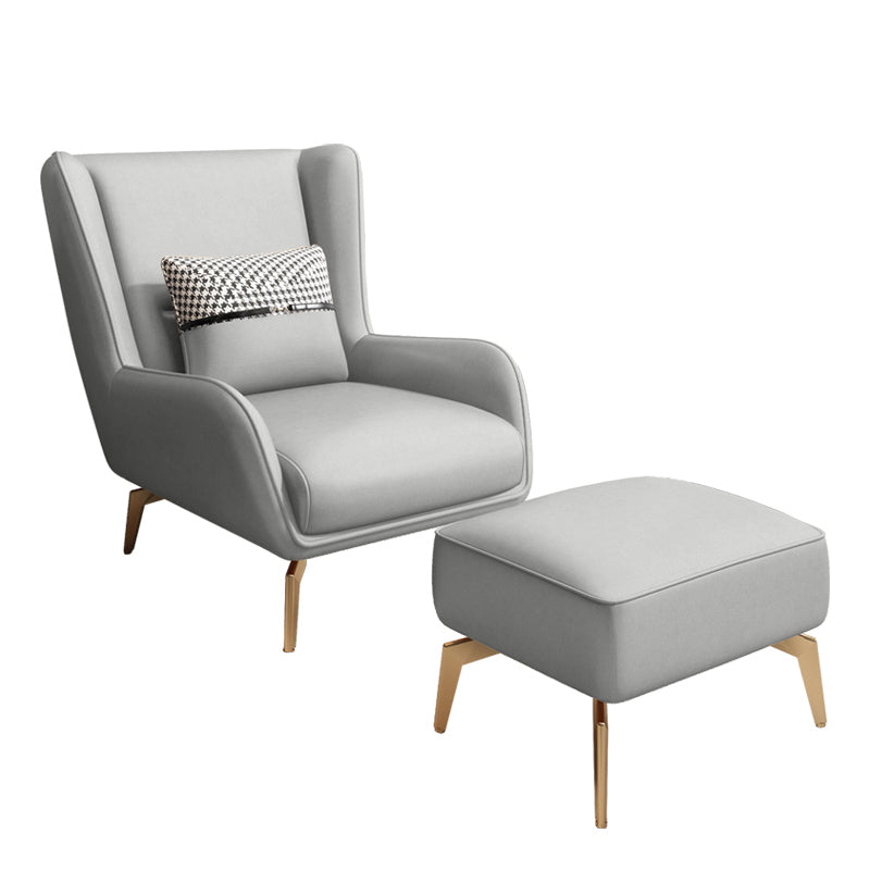 Glam Style Pu Leather Wingback Chair Pillow Back Flared Arm Chair