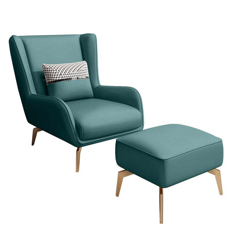 Glam Style Pu Leather Wingback Chair Pillow Back Flared Arm Chair