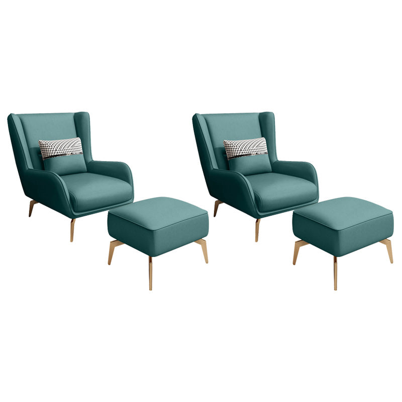 Glam Style Pu Leather Wingback Chair Pillow Back Flared Arm Chair