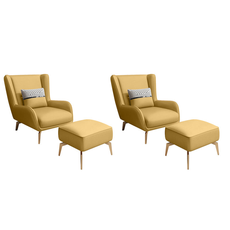 Glam Style Pu Leather Wingback Chair Pillow Back Flared Arm Chair