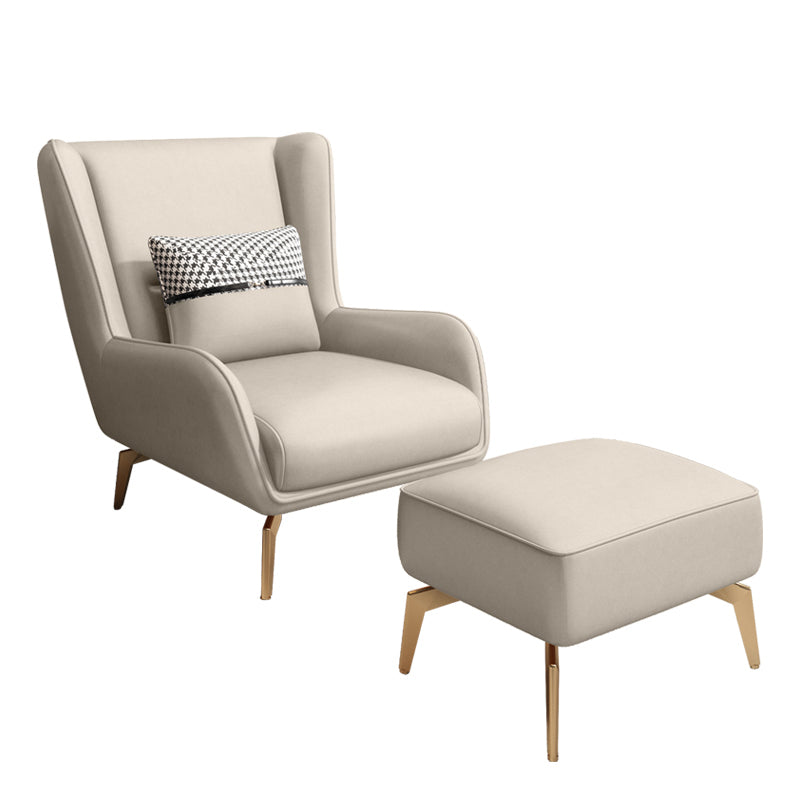 Glam Style Pu Leather Wingback Chair Pillow Back Flared Arm Chair