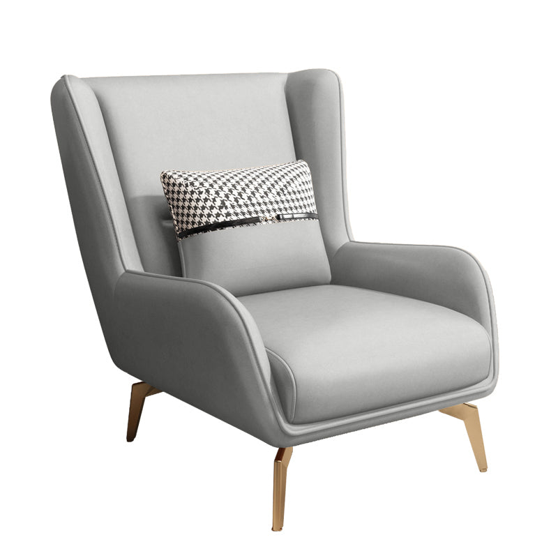 Glam Style Pu Leather Wingback Chair Pillow Back Flared Arm Chair