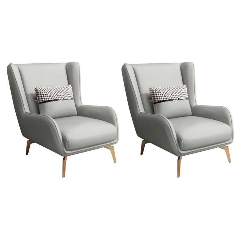 Glam Style Pu Leather Wingback Chair Pillow Back Flared Arm Chair