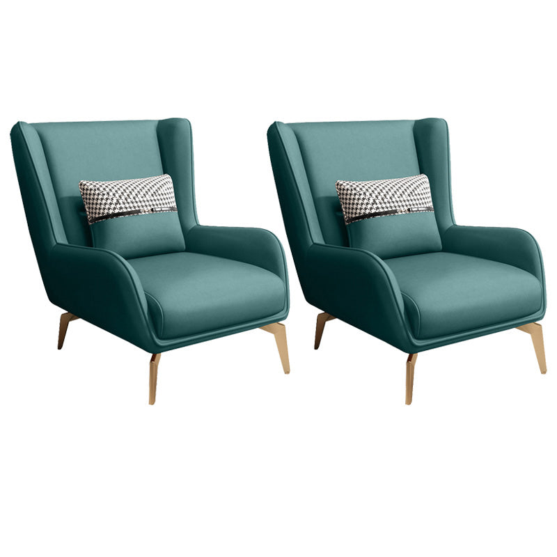 Glam Style Pu Leather Wingback Chair Pillow Back Flared Arm Chair