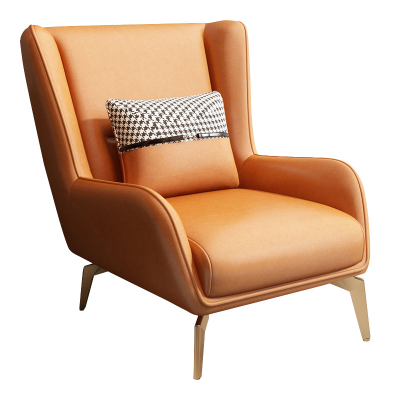 Glam Style Pu Leather Wingback Chair Pillow Back Flared Arm Chair