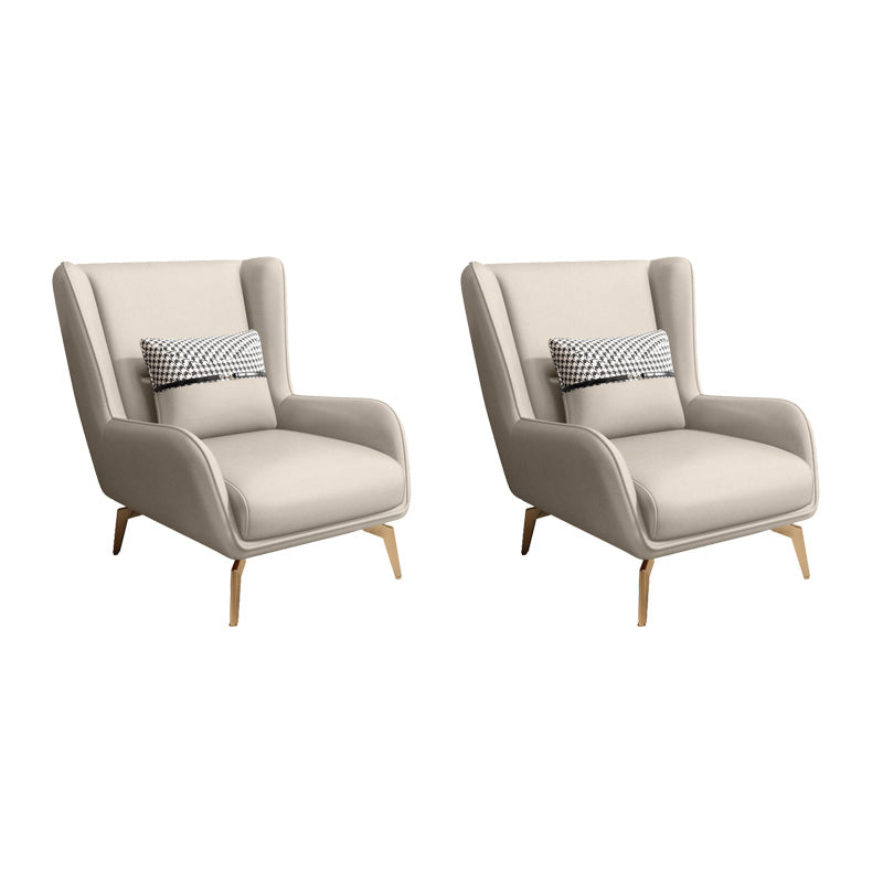 Glam Style Pu Leather Wingback Chair Pillow Back Flared Arm Chair