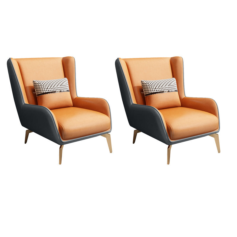 Glam Style Pu Leather Wingback Chair Pillow Back Flared Arm Chair