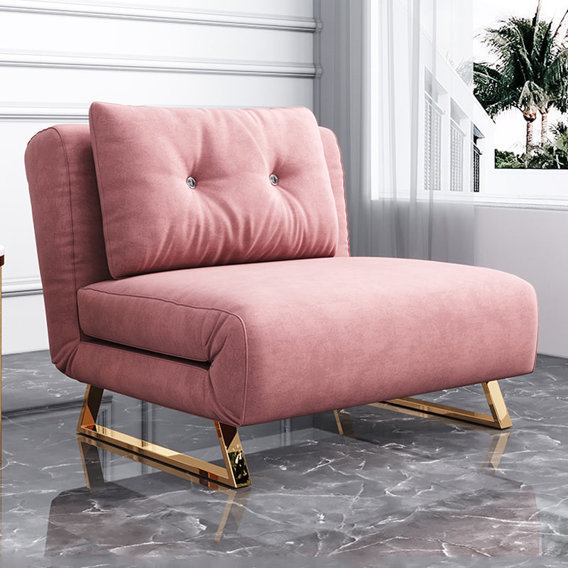 Glam Style Sled Convertible Chair Tufted Back Armless Chair in Pink
