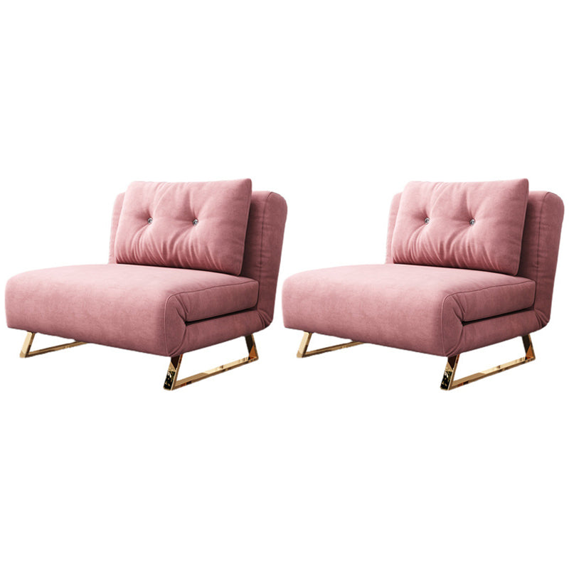 Glam Style Sled Convertible Chair Tufted Back Armless Chair in Pink