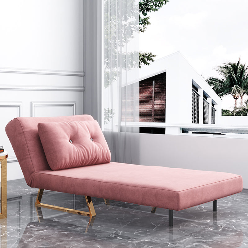 Glam Style Sled Convertible Chair Tufted Back Armless Chair in Pink