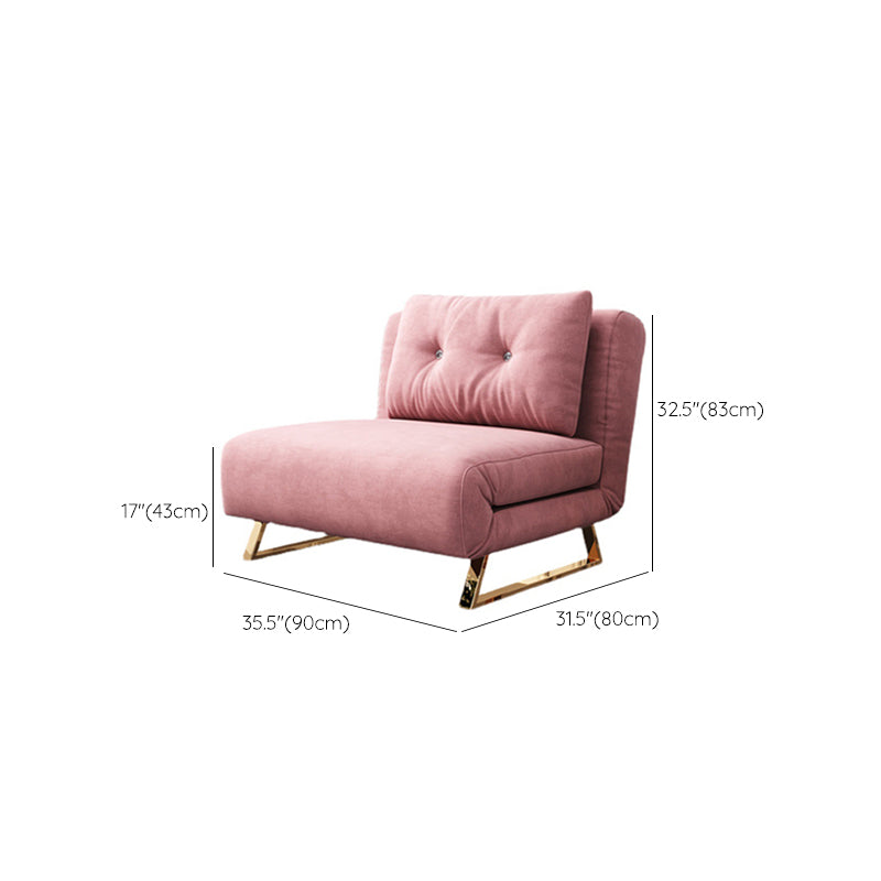 Glam Style Sled Convertible Chair Tufted Back Armless Chair in Pink