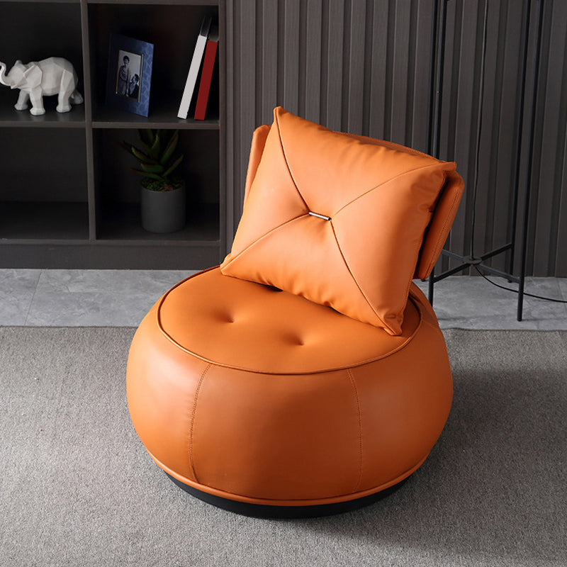 Modern Pillow Back Armless Leather Living Room Parsons Chair