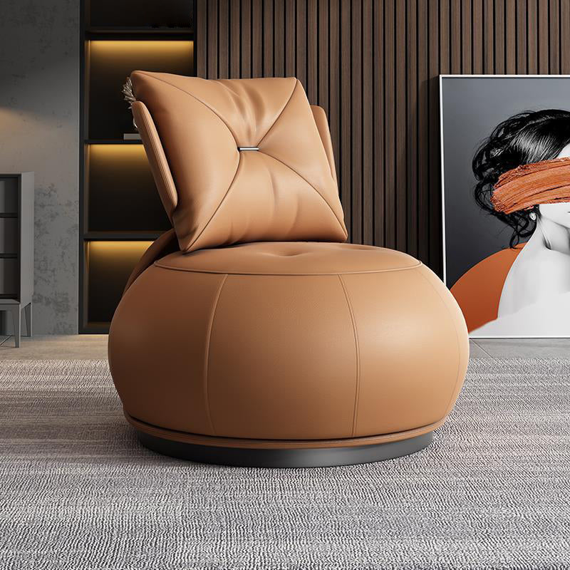 Modern Pillow Back Armless Leather Living Room Parsons Chair