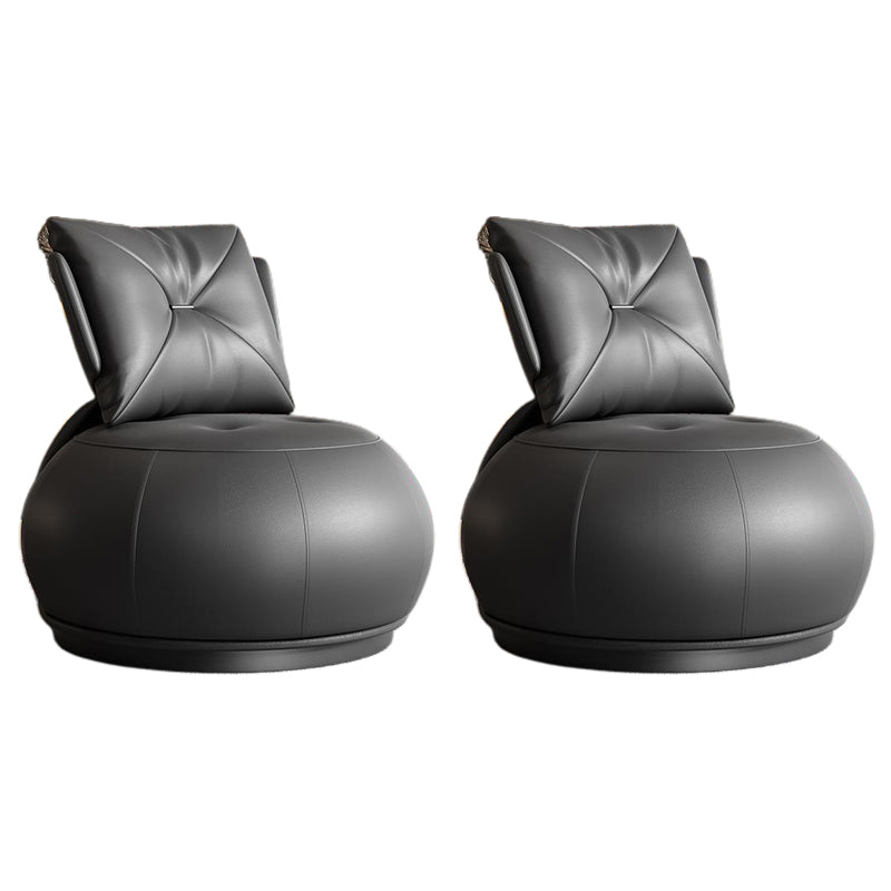 Modern Pillow Back Armless Leather Living Room Parsons Chair