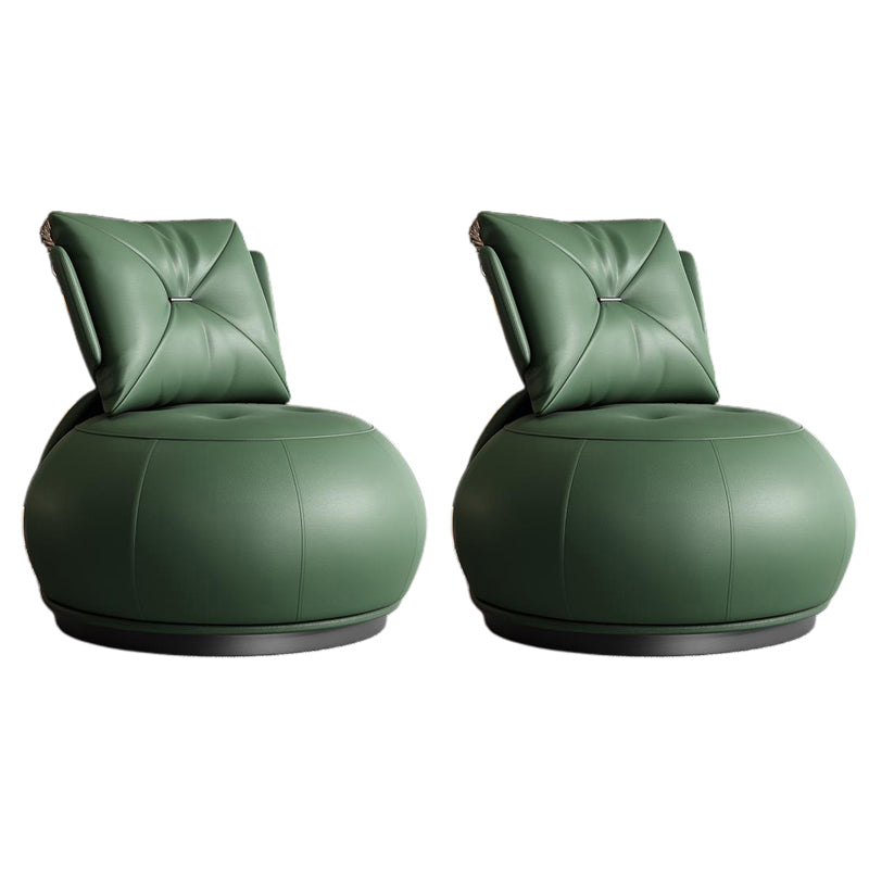 Modern Pillow Back Armless Leather Living Room Parsons Chair