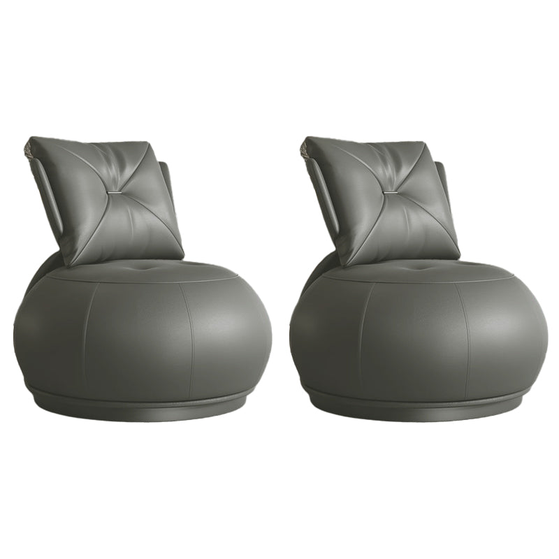 Modern Pillow Back Armless Leather Living Room Parsons Chair
