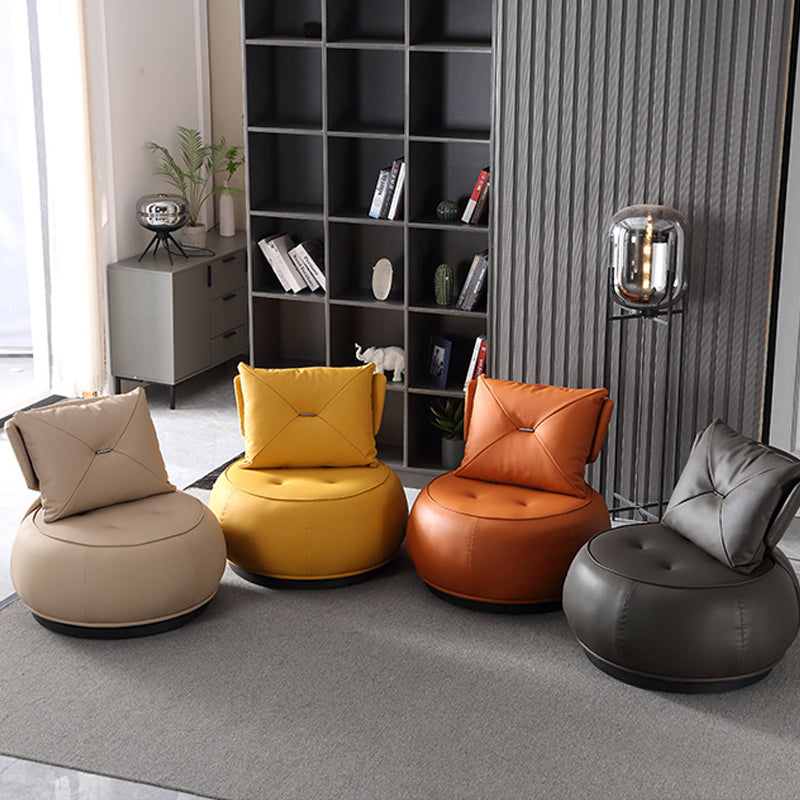 Modern Pillow Back Armless Leather Living Room Parsons Chair