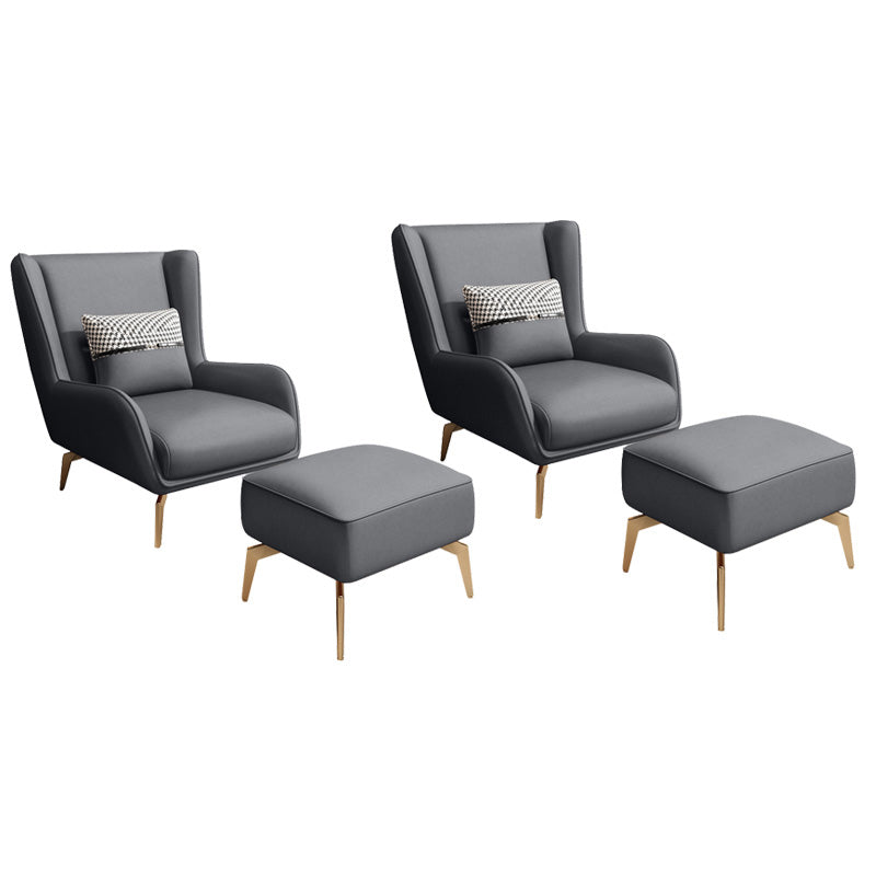 Glam Armchair Fixed Back Flared Arms Basic Four Legs Gold Base Accent Chair