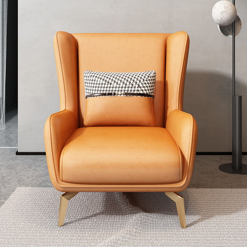 Glam Armchair Fixed Back Flared Arms Basic Four Legs Gold Base Accent Chair