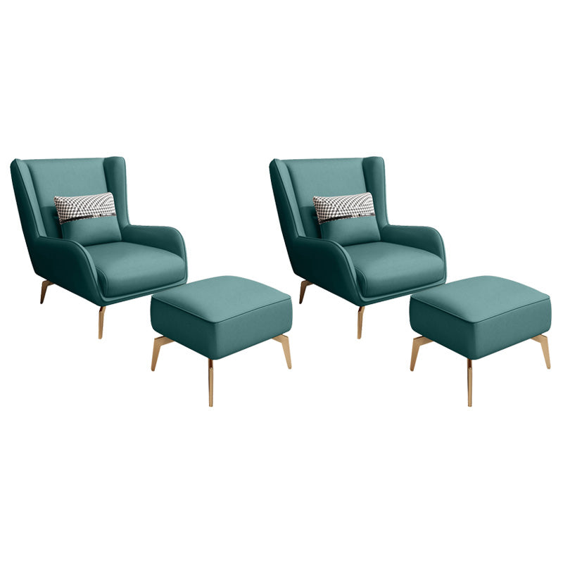 Glam Armchair Fixed Back Flared Arms Basic Four Legs Gold Base Accent Chair